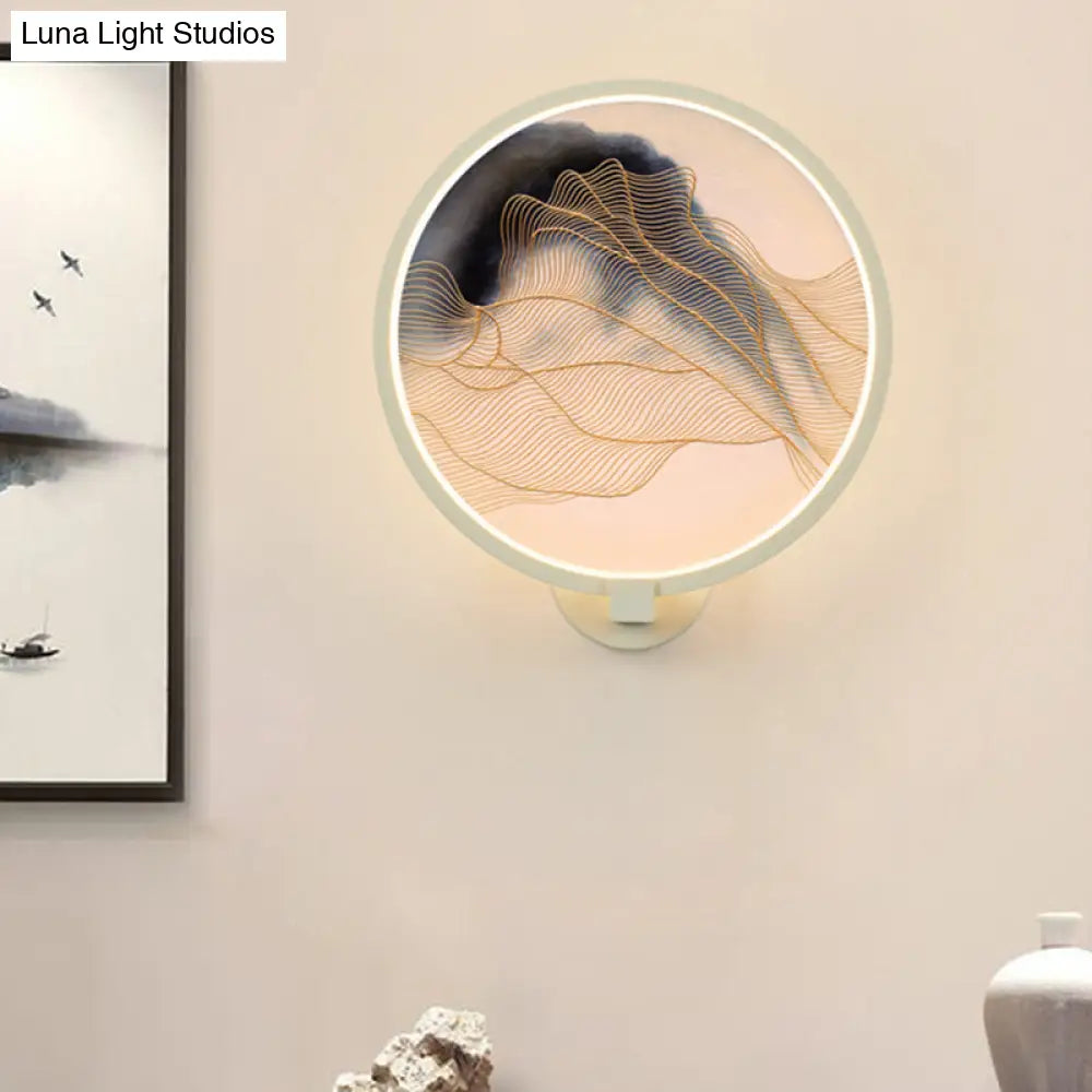 Chinese Led Acrylic Mountain Wall Lamp: White Mural Lighting For Living Room