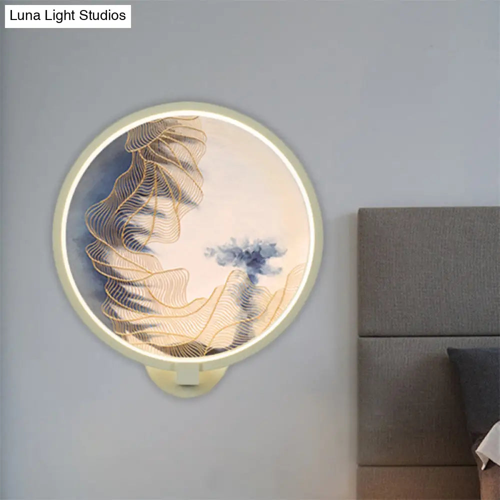 Chinese Led Acrylic Mountain Wall Lamp: White Mural Lighting For Living Room