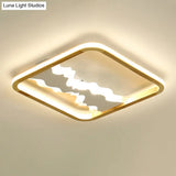 Chinese Mountain Wood Rectangle Flush Ceiling Led Light Fixture For Bedroom White / 17 Natural