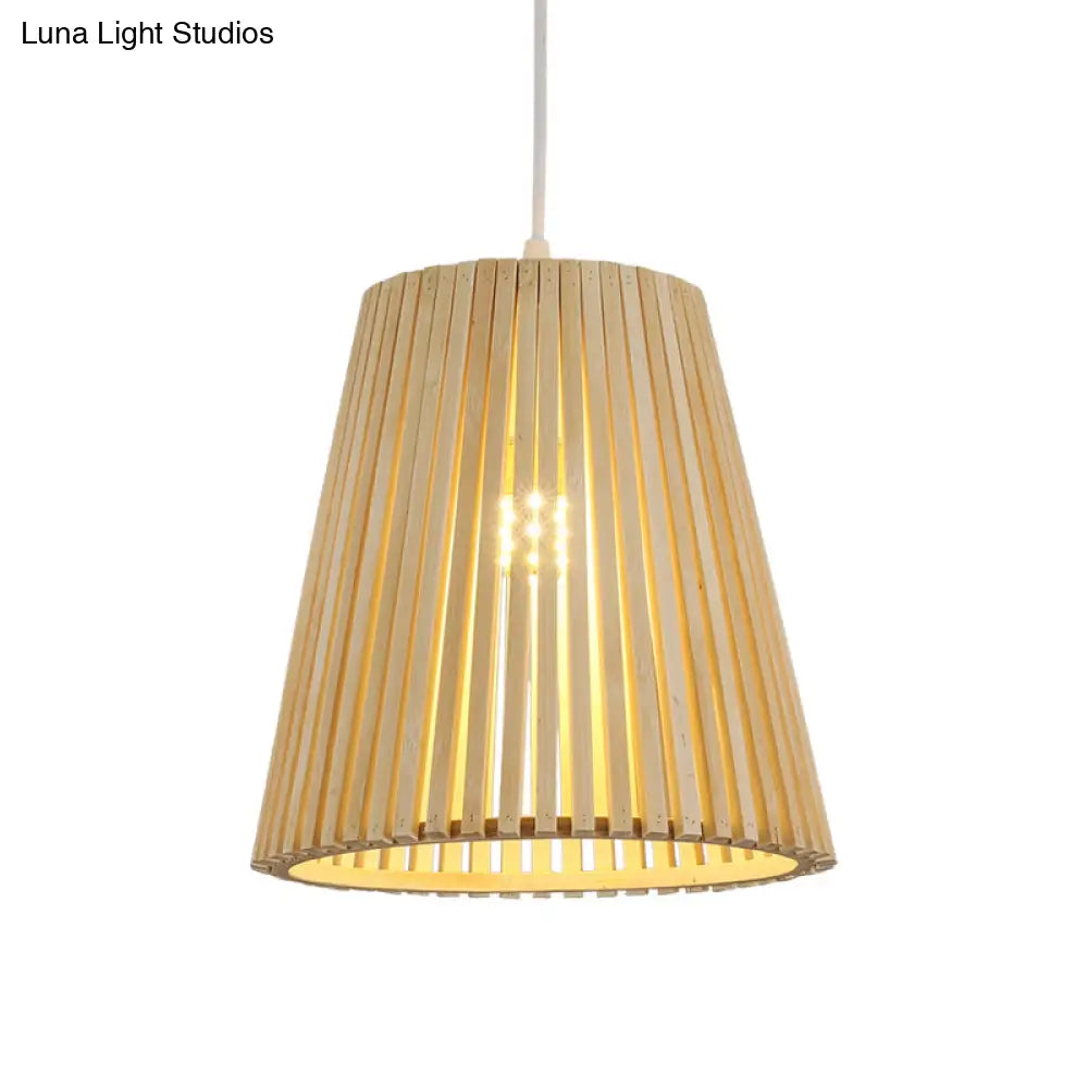 Chinese Pendant Lamp: Wood Ceiling Light With Bamboo Shade