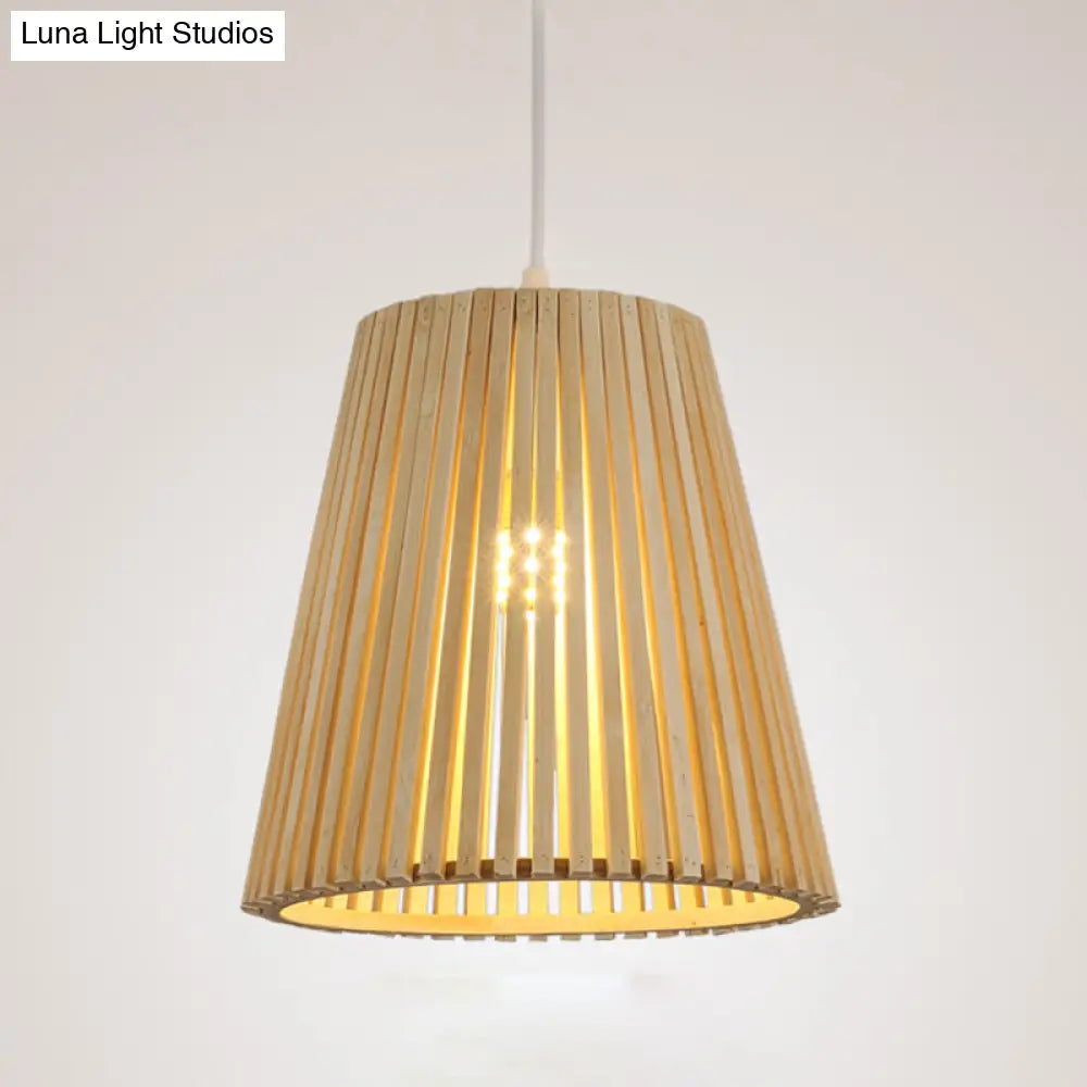 Chinese Pendant Lamp: Wood Ceiling Light With Bamboo Shade