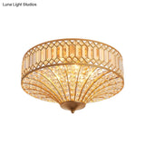 Chinese Style 5-Light Bedroom Ceiling Lamp In Flared Crystal Flush Mount Design - Gold Finish’