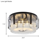 Chinese Style Double Tier Flush Lamp - Clear Glass Ceiling Mounted Light 4/5/6-Light Dining Room