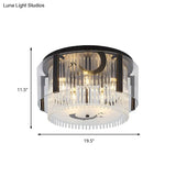 Chinese Style Double Tier Flush Lamp - Clear Glass Ceiling Mounted Light 4/5/6-Light Dining Room