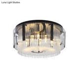 Chinese Style Double Tier Flush Lamp - Clear Glass Ceiling Mounted Light 4/5/6-Light Dining Room