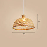 Chinese Style Handmade Bamboo Ceiling Light - Single Pendant For Restaurant Wood Finish / A