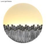 Chinese Style Led Corridor Wall Lamp: Blue/Silver Metallic Surface Patterned Light With Round