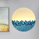 Chinese Style Led Corridor Wall Lamp: Blue/Silver Metallic Surface Patterned Light With Round