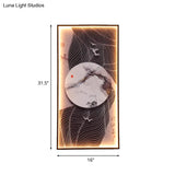Chinese Style Led Wall Lamp - Fabric Script/Landscapes Mural Lighting Black