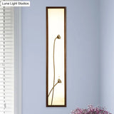 Chinese Style Led Wall Mural Lamp - Acrylic Brown Rectangle Mounted Light With Lotus/Leaf Pattern