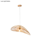 Chinese Style Lotus Leaf Pendant Light With Bamboo Shade - 1/3/6-Light Beige 14’/16.5’/19.5’ Wide