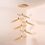 Chinese Style Lotus Leaf Pendant Light With Bamboo Shade - 1/3/6-Light Beige 14’/16.5’/19.5’