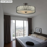 Chinese Style Metallic Semi Flush Mount Lighting Black Circular Design 4/3 Lights