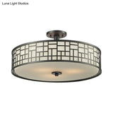 Chinese Style Metallic Semi Flush Mount Lighting Black Circular Design 4/3 Lights