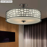 Chinese Style Metallic Semi Flush Mount Lighting Black Circular Design 4/3 Lights