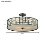 Chinese Style Metallic Semi Flush Mount Lighting Black Circular Design 4/3 Lights