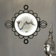 Chinese Style Mountain Landscape Metal Mural Lamp: Black Led Wall Mount Lighting With Edge Circles