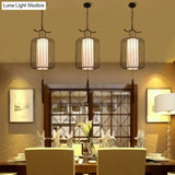 Chinese Style Retro 1-Light Pendant Lighting | Vertical Cage Shade Restaurant Hanging Lamp