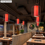 Chinese Style Retro 1-Light Pendant Lighting | Vertical Cage Shade Restaurant Hanging Lamp