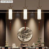 Chinese Style Retro 1-Light Pendant Lighting | Vertical Cage Shade Restaurant Hanging Lamp