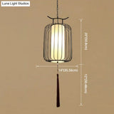 Chinese Style Retro 1-Light Pendant Lighting | Vertical Cage Shade Restaurant Hanging Lamp