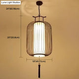 Chinese Style Retro 1-Light Pendant Lighting | Vertical Cage Shade Restaurant Hanging Lamp