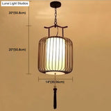 Chinese Style Retro 1-Light Pendant Lighting | Vertical Cage Shade Restaurant Hanging Lamp