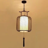 Chinese Style Retro 1-Light Pendant Lighting | Vertical Cage Shade Restaurant Hanging Lamp Copper /