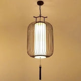 Chinese Style Retro 1-Light Pendant Lighting | Vertical Cage Shade Restaurant Hanging Lamp Copper /