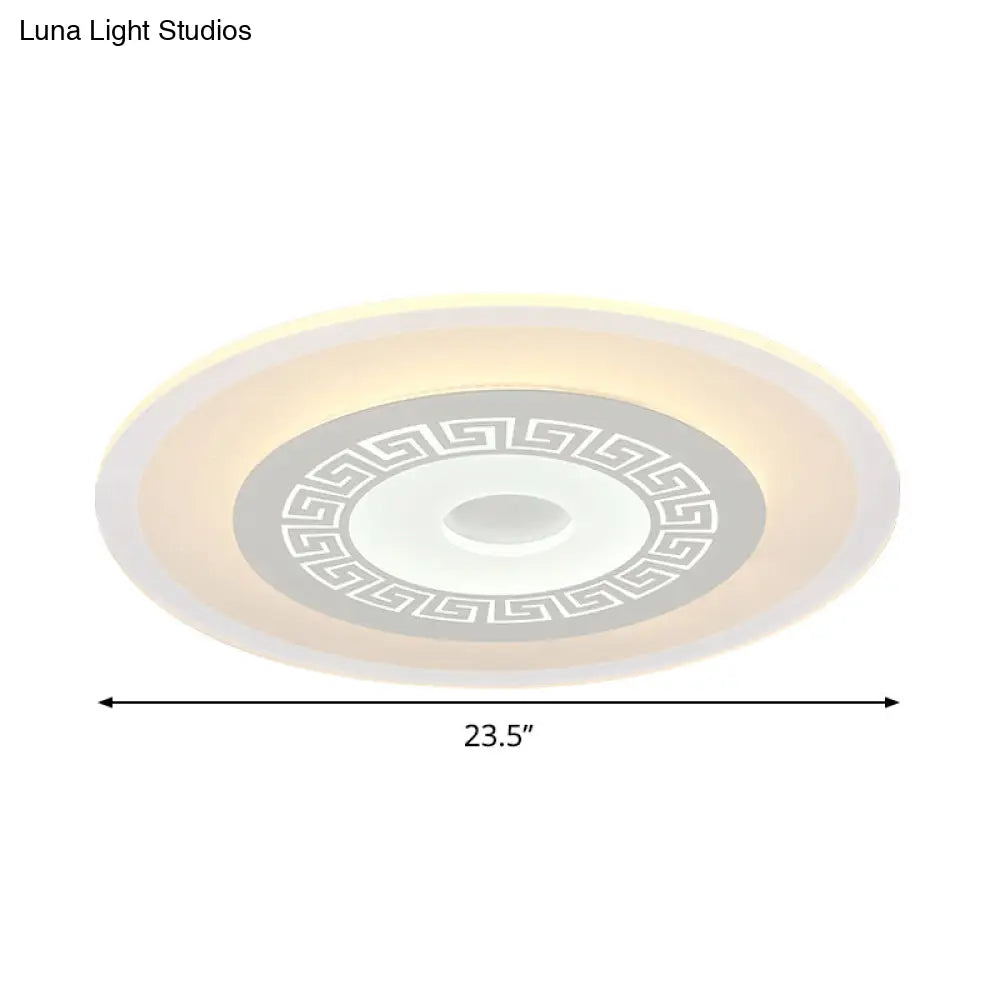 Chinese Style Ultrathin White Disc Led Flush Lamp - 16’/19.5’/23.5’ W Acrylic Ceiling Mount