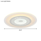 Chinese Style Ultrathin White Disc Led Flush Lamp - 16’/19.5’/23.5’ W Acrylic Ceiling Mount