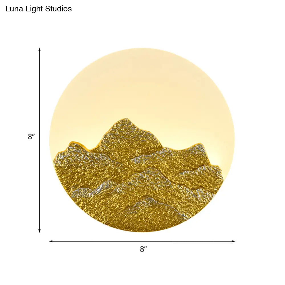 Chinese White Lotus And Mountain Moon Resin Mural Led Wall Lamp For Guest Room