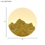 Chinese White Lotus And Mountain Moon Resin Mural Led Wall Lamp For Guest Room