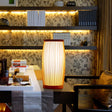 Chinese Wood Desk Lamp With Bamboo Shade - Living Room Task Lighting