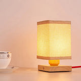 Chinese Wood Dining Room Desk Lamp With Rectangle Fabric Shade - 1 Head Table Light