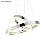 Sleek Chrome Pendant Ceiling Light With Crystal Led Chandelier In Warm/White/Natural Various Sizes