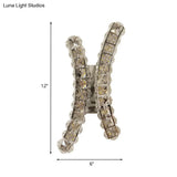 Chrome Curvy Crystal Prism Wall Sconce Led Light For Living Room