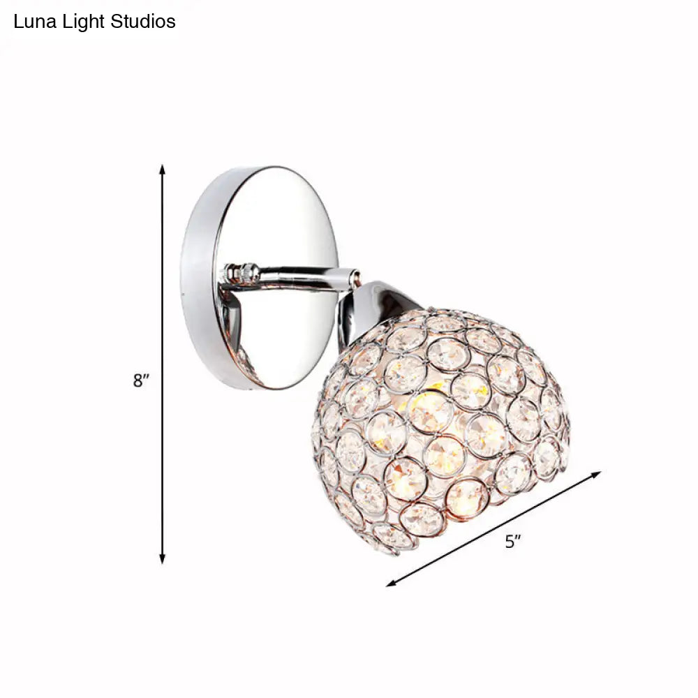 Chrome Dome Crystal Wall Sconce With 1 Light - Elegant Lighting For Living Room