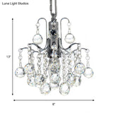 Chrome Finished Crystal Ball Curved Arm Chandelier With Bare Bulbs