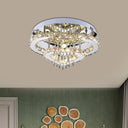 Chrome Loving Heart Led Ceiling Fixture With Crystal Block And Multicolor Light / 3 Color