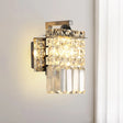Chrome Rectangle Crystal Wall Sconce With Draping Rods / 7