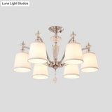 Chrome Semi Flushmount Crystal Ceiling Lamp With Modern Fabric Design And 3/6 Lights For Living Room