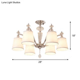 Chrome Semi Flushmount Crystal Ceiling Lamp With Modern Fabric Design And 3/6 Lights For Living Room