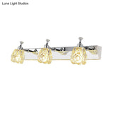 Chrome Vanity Light Fixture With Minimal Crystal Flower Sconce Warm/White