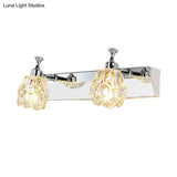 Chrome Vanity Light Fixture With Minimal Crystal Flower Sconce Warm/White