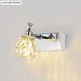 Chrome Vanity Light Fixture With Minimal Crystal Flower Sconce Warm/White