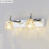 Chrome Vanity Light Fixture With Minimal Crystal Flower Sconce Warm/White