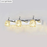 Chrome Vanity Light Fixture With Minimal Crystal Flower Sconce Warm/White