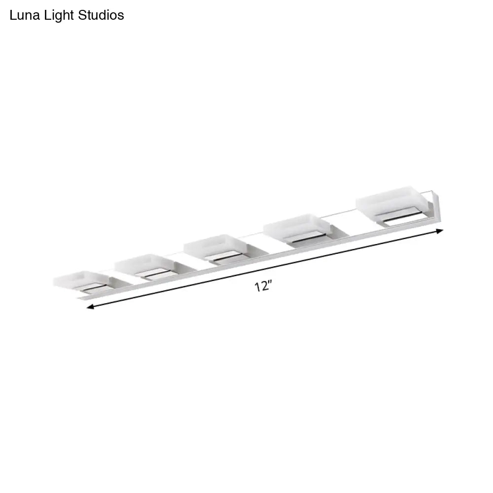Chrome Wall Sconce With Brick Acrylic Shade For Bathroom Vanity - Choose From 2/3/5 Warm White
