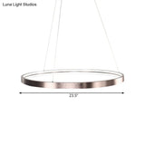 Circle Aluminum Chandelier Light - Polished Brown Led Pendant Lighting In Warm/White/Natural